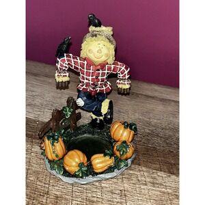 Home Interiors & Gifts Scarecrow Figurine Votive Candle Holder Fall Autumn Decor